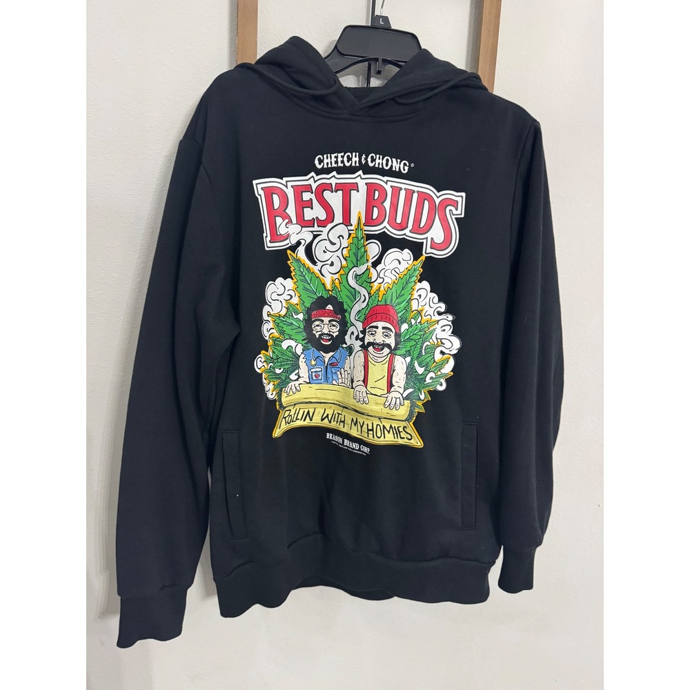 Reason x Cheech & Chong Best Buds Black Graphic Hoodie Mens Large